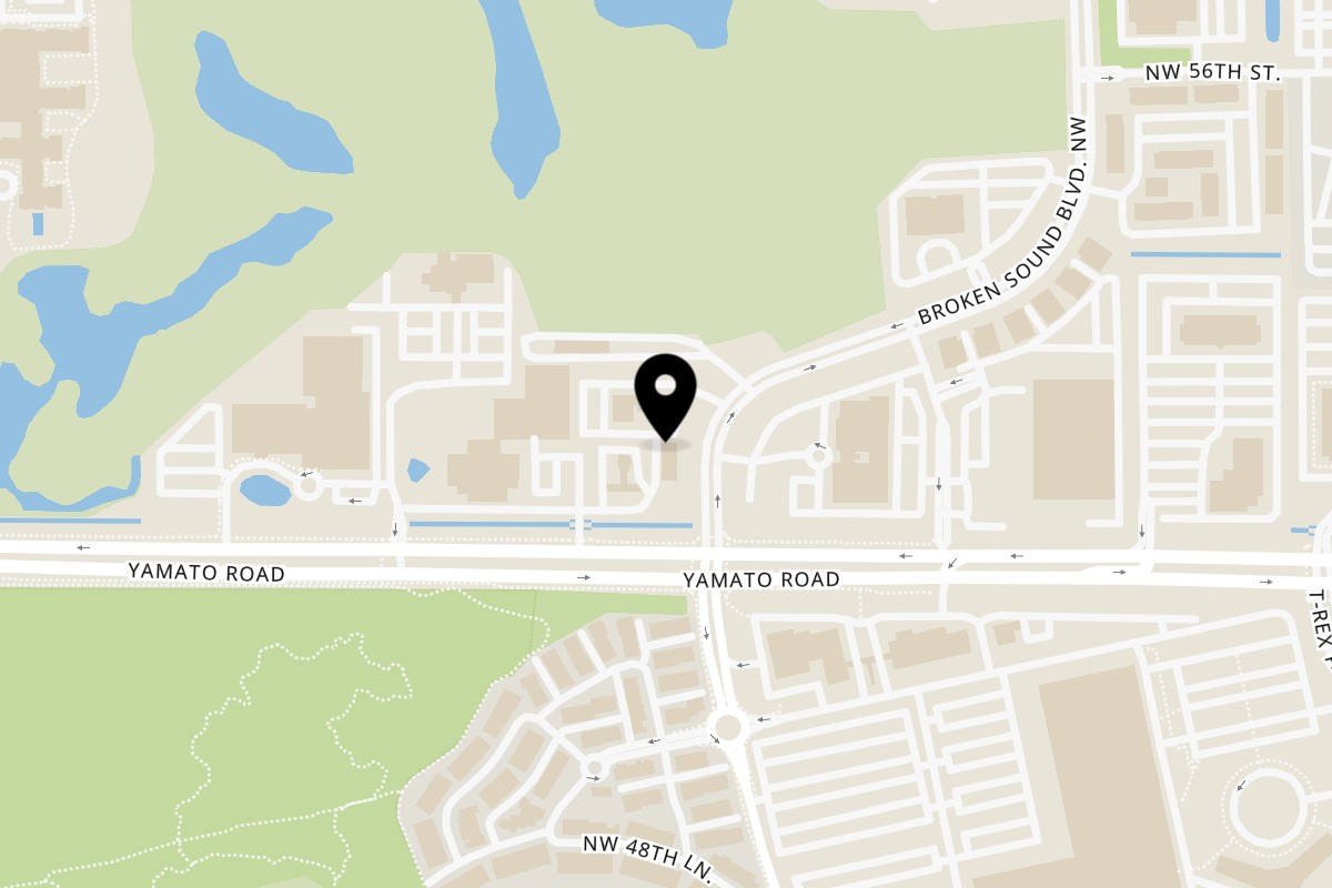 Map showing the location of Fresco Foodworks on 1449 Yamato Rd. Unit 5 in Boca Raton